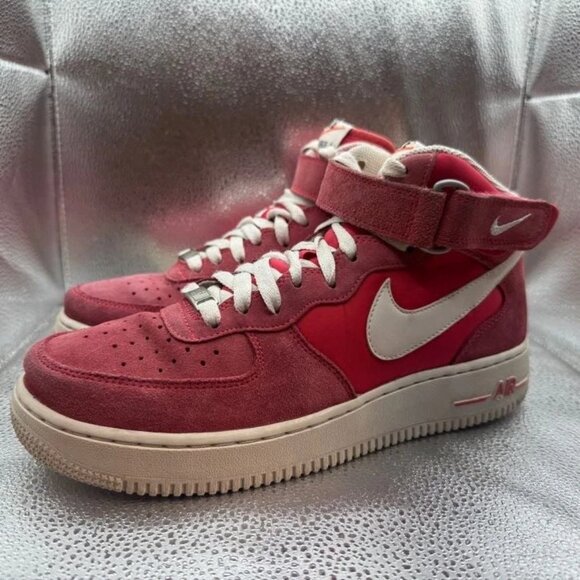 Size‎ 8 - Nike Air Force 1 '07 Mid Mens Fusion Red Sneakers Shoes 315123-604 - Picture 5 of 11